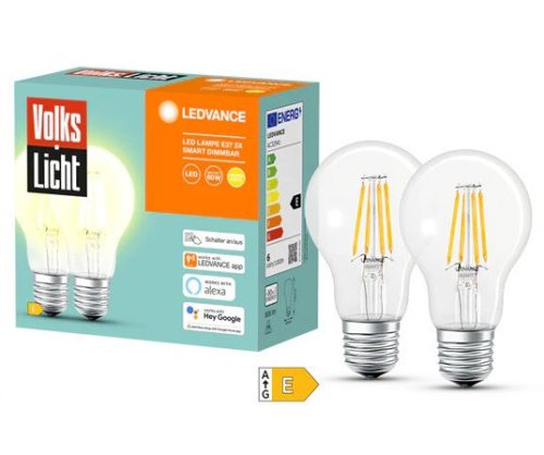 2 becuri LED inteligente - Ledvance E27, 806 lm, puterea lumini reglabilă