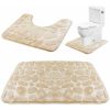 Set 2 covoare de baie extra moale cu model - bej