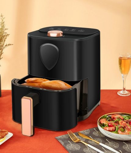 AirFryer  de 5 litri, friteuză fără ulei - Negru