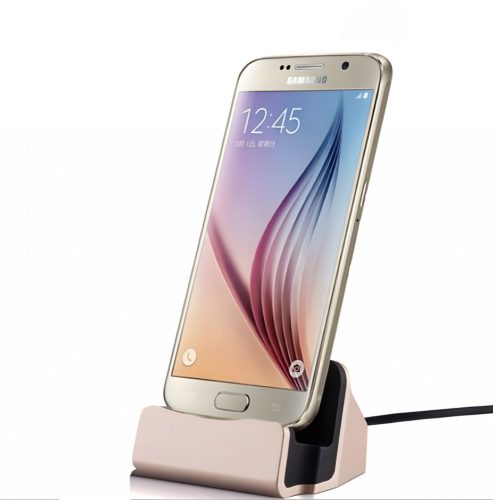 Phone Dock , încărcător TYPE C-s, rose gold - Suport telefon cu funcție sincronă!