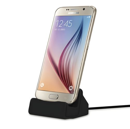 Phone Dock încărcător, TYPE-C, negru  - Suport telefon cu funcție sincronă!